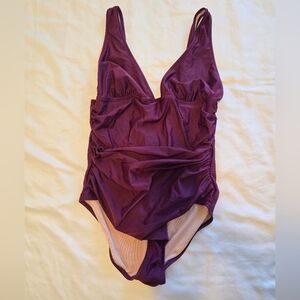J. Crew ruched V-neck one-piece swimsuit for women